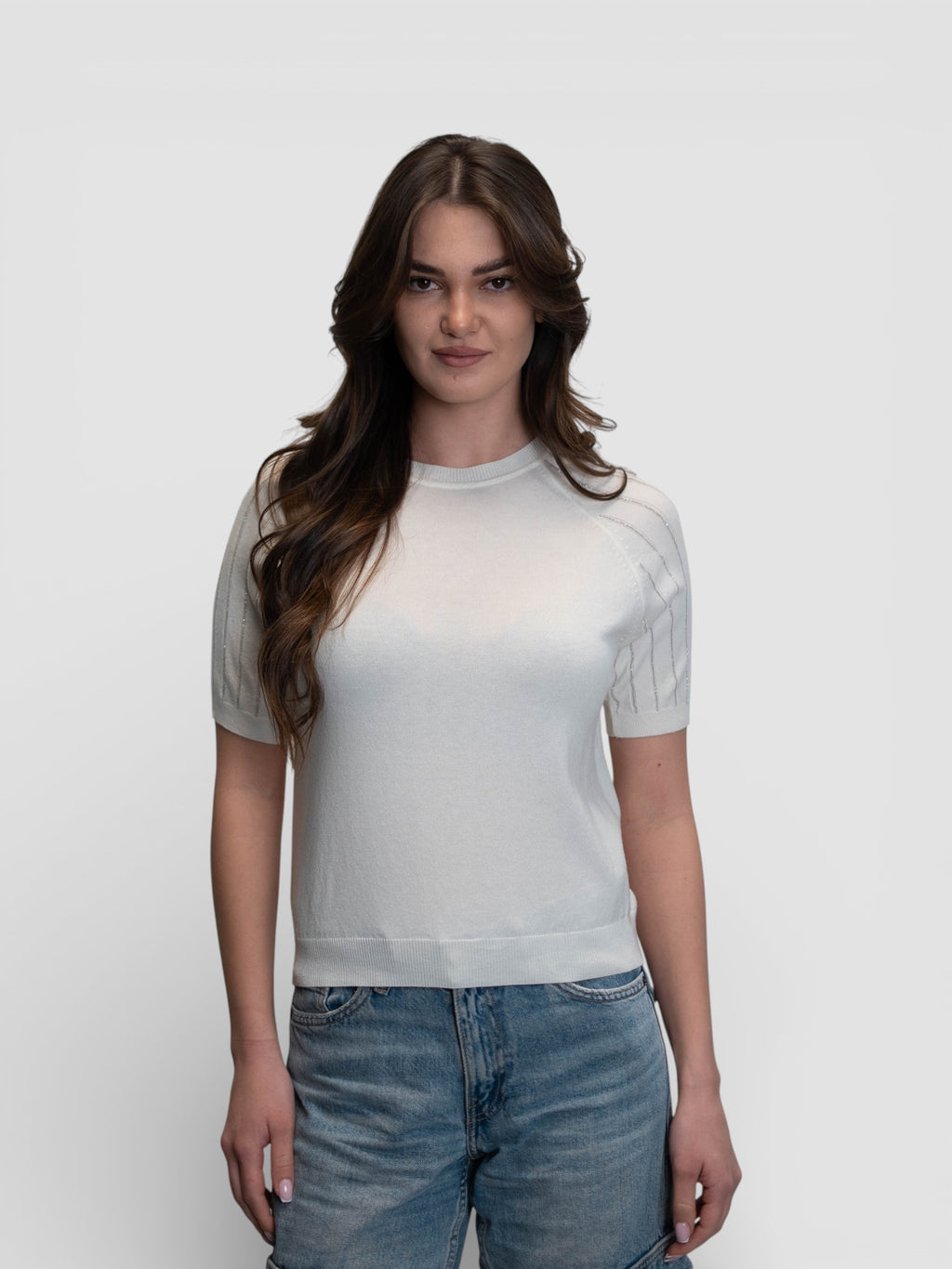 Фина плетена блуза с ажурни детайли