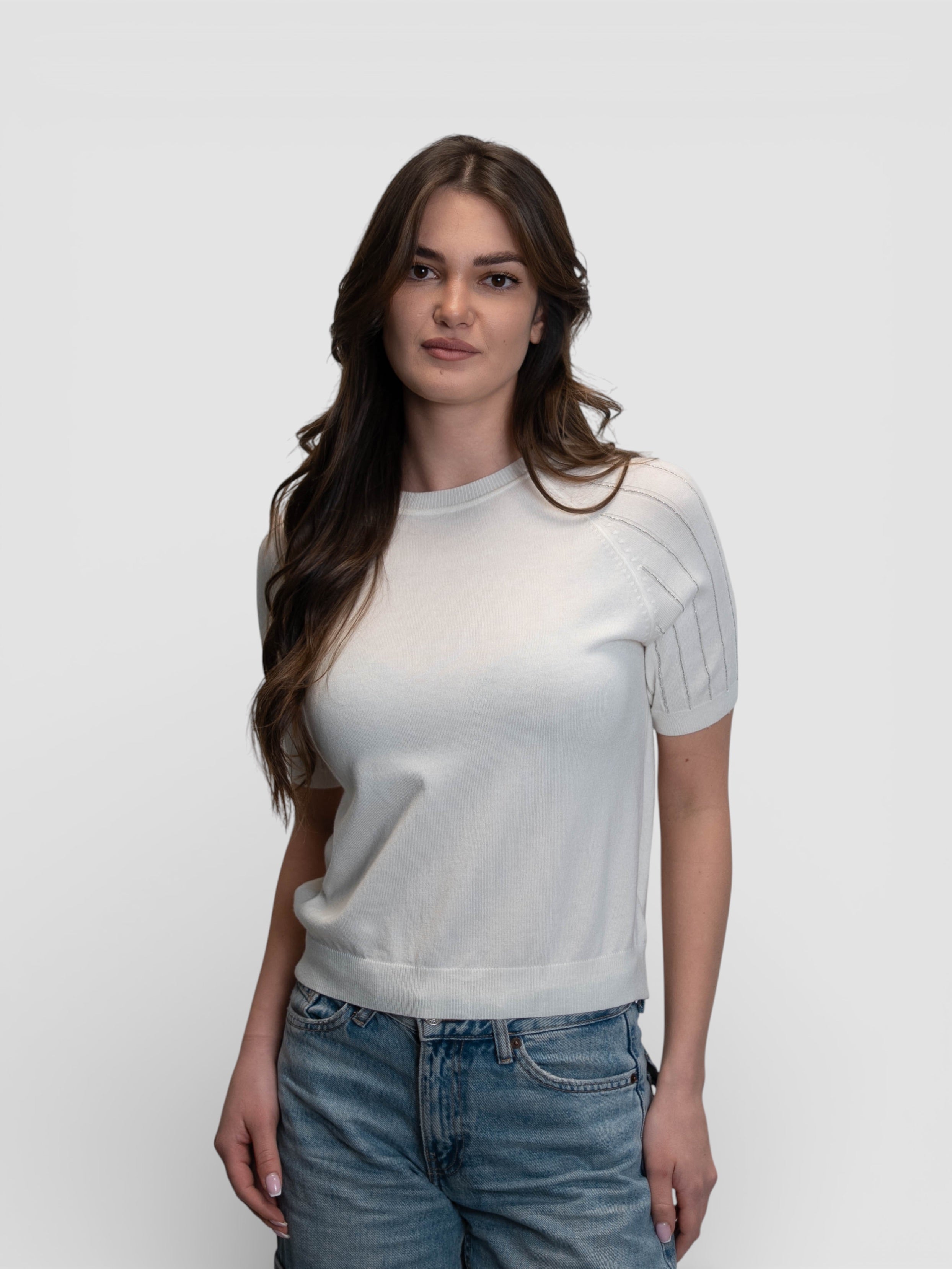 Фина плетена блуза с ажурни детайли