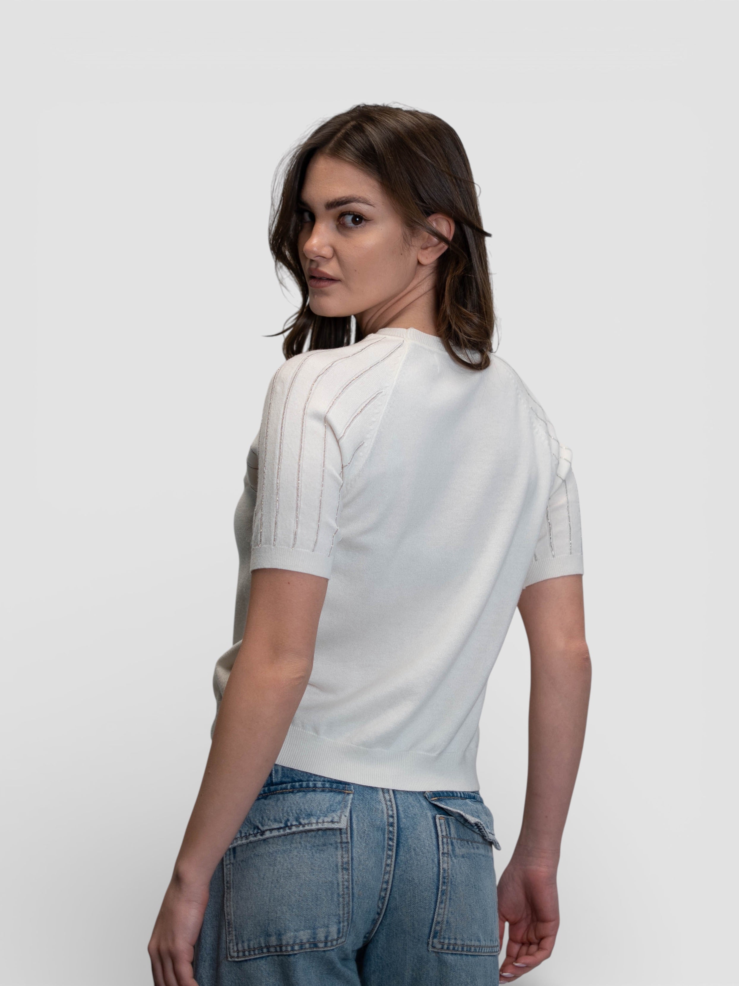 Фина плетена блуза с ажурни детайли