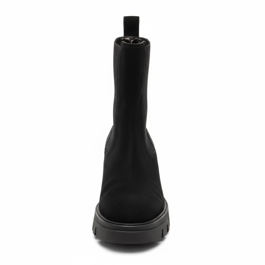 Кожени боти с масивна подметка и еластични детайли